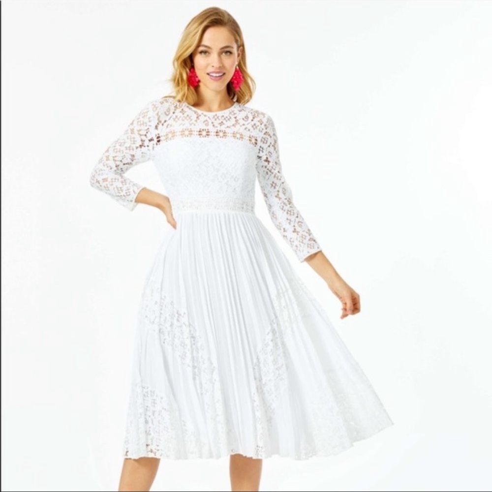 LILLY PULITZER AIDEN LACE DRESS IN RESORT WHITE
